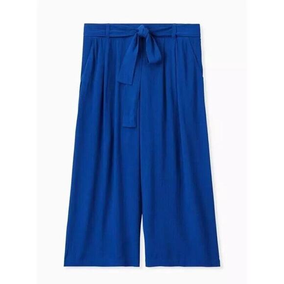 Torrid Blue Gauze Tie Front Culotte Pants Plus Size 4X NWT Crop Casual Beachy - Picture 1 of 7